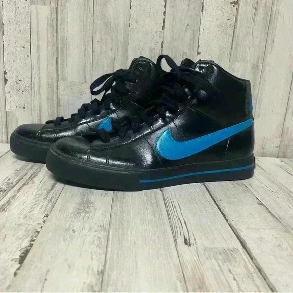 Nike Sweet Classic High Patent Black Turquiose size 9 - Picture 2 of 9